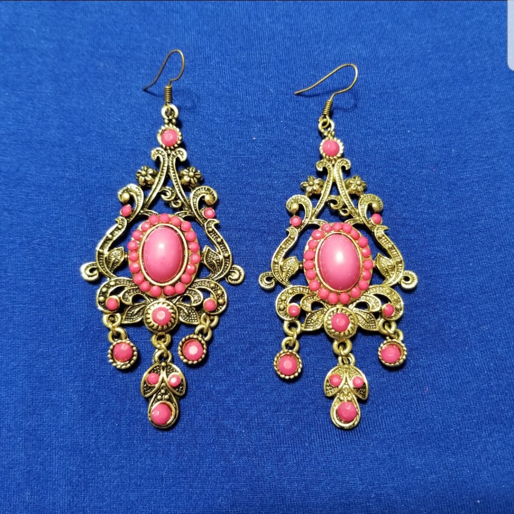 Stunning Handmade Statement Piece Earrings Pink